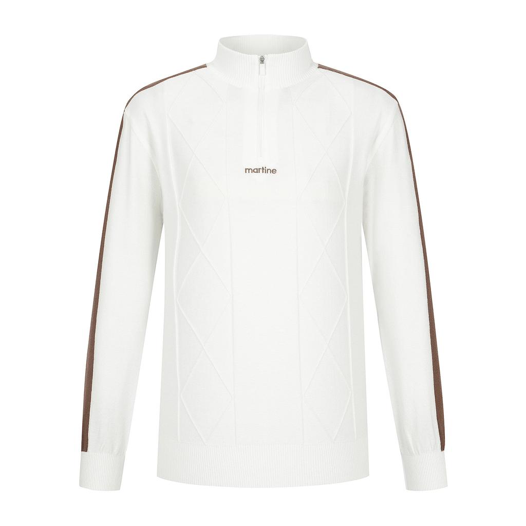 MARTINE GOLF Argyle Half Zip-Up Knit_O/White (Men)