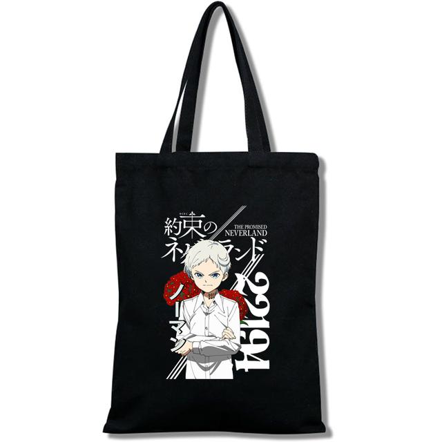 Fashion Anime The Promised Neverland  Men Women Reusable Shopping Bag Cartoon Print Eco-Friendly Canvas Tote Bag
