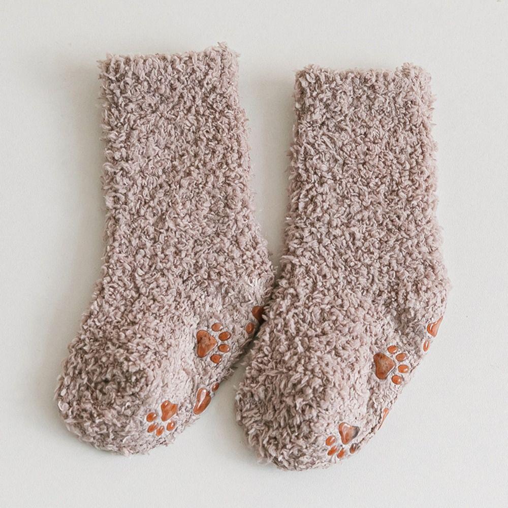 Korean Style Infant Learning Walk Socks Thickening Home Sleep Socks Coral Fleece Baby Socks  Baby