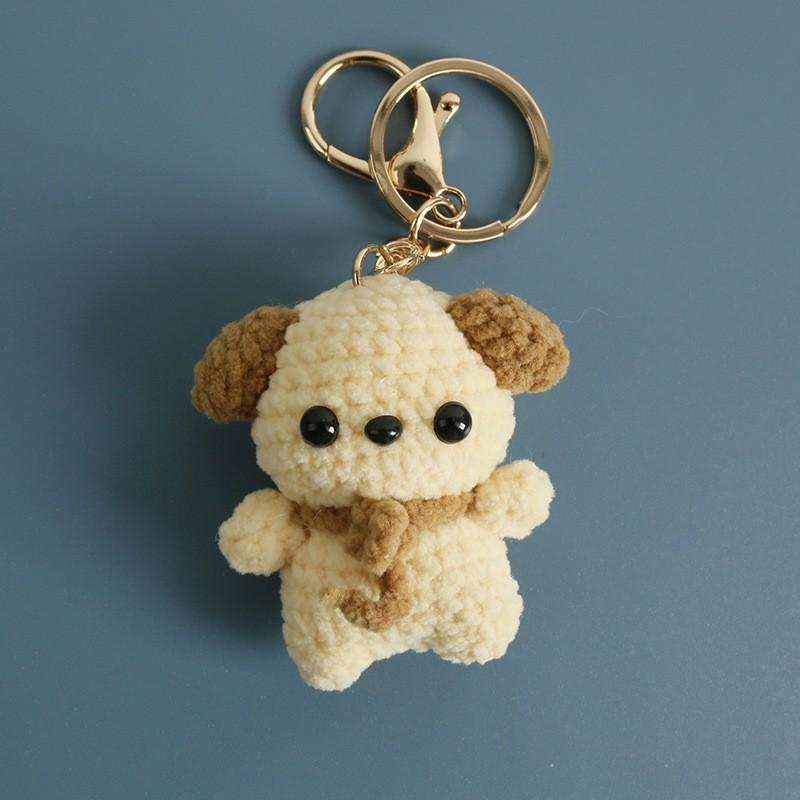 Funny Puppy Series Crochet Keychain Handmaking Knitted Puppy Keyrings Cute Small Dog Doll Crochet Keyrings Custom Accessories