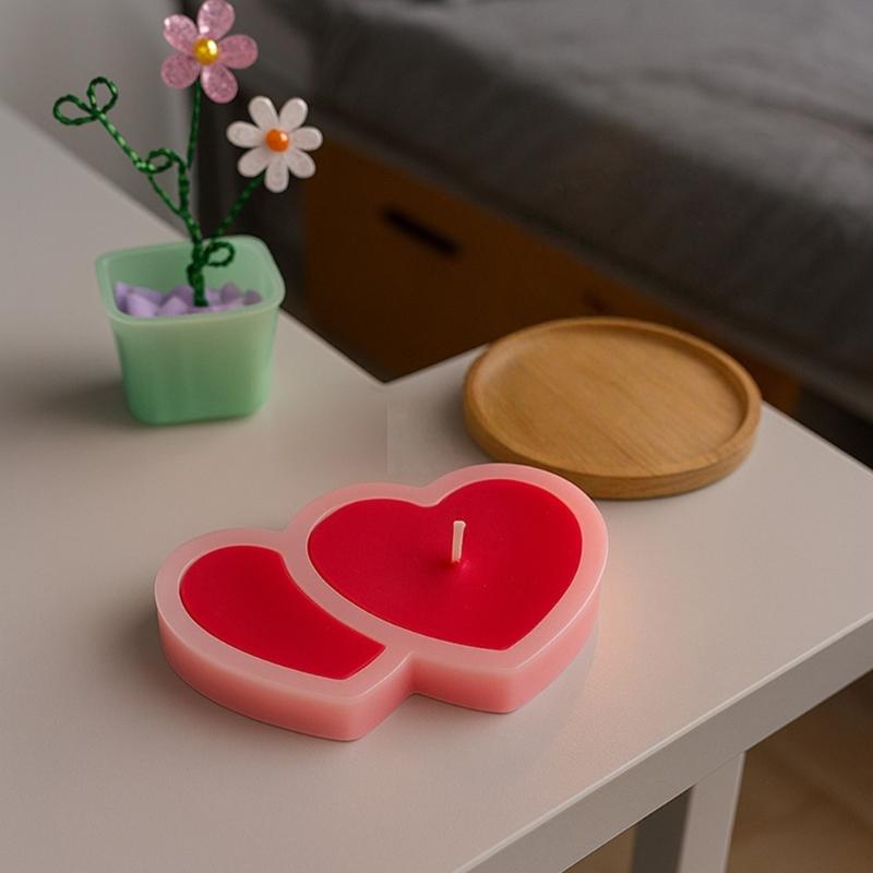 Heart Shape Silicone Candle Molds Heat Resistant for Making Candle Soap Chocolate Valentine's Day Gift and Resin Casting