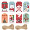 50Pcs Cartoon Pattern Christmas Gift Tag Color Printed DIY Gift Wrapping Label Holiday