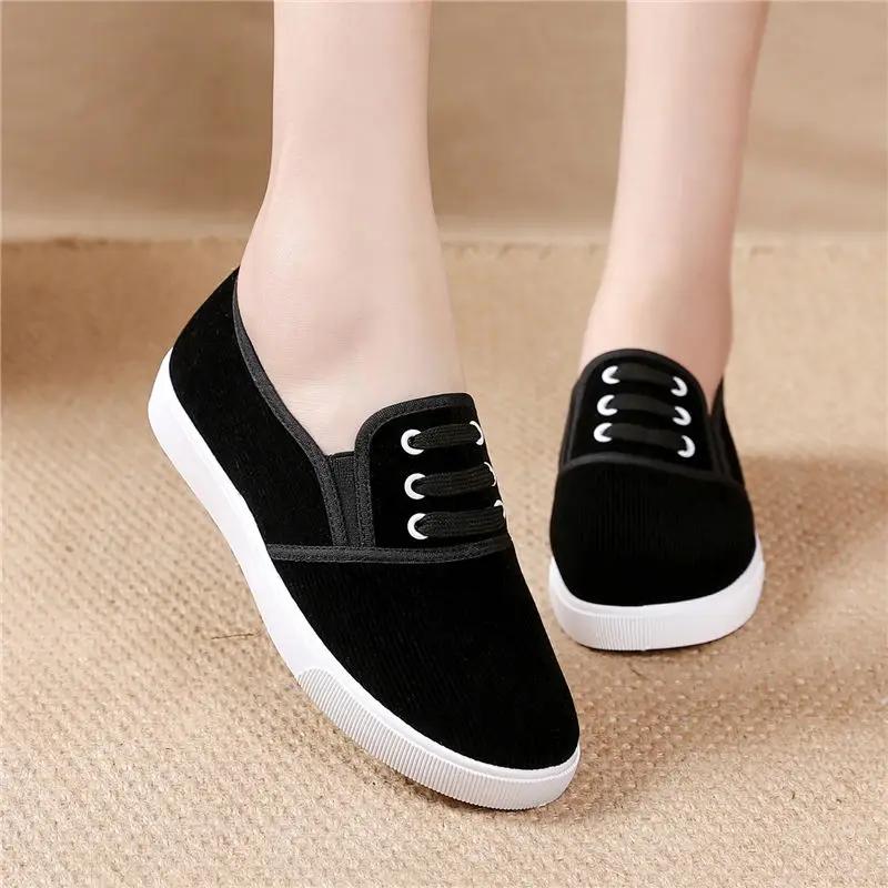 Fashion Woman Footwear Black Slip On Aesthetic Light Shoes for Women Korean Trends 2025 Walking Deals Y2k Fashion New In Vulcanized Shoe
