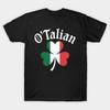 Men Black Print T-shirt O'Talian Half Irish Italian Flag Heritage St Patrick'S Day No-Cut Transfer Paper Print Cotton Tshirt
