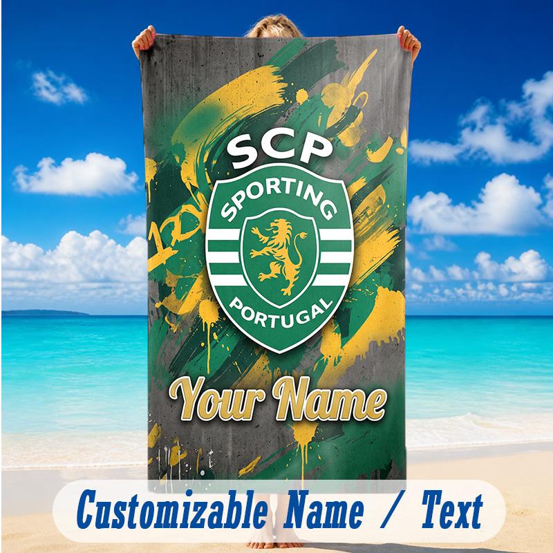Asciugamano da Spiaggia Nome Personalizzato Testo, Asciugamano Grande Asciugatura Rapida Per Spiaggia Casa Sportivo CP