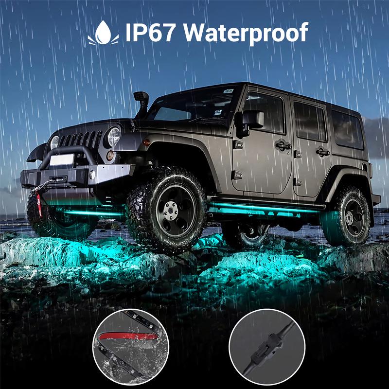 Car Chassis Decorative Sound-Activated Seven-Color Atmosphere Light with Remote and Mobile App Control