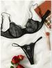 Temptation Floral Lace Three-Point Lingerie Set with Hollow Design