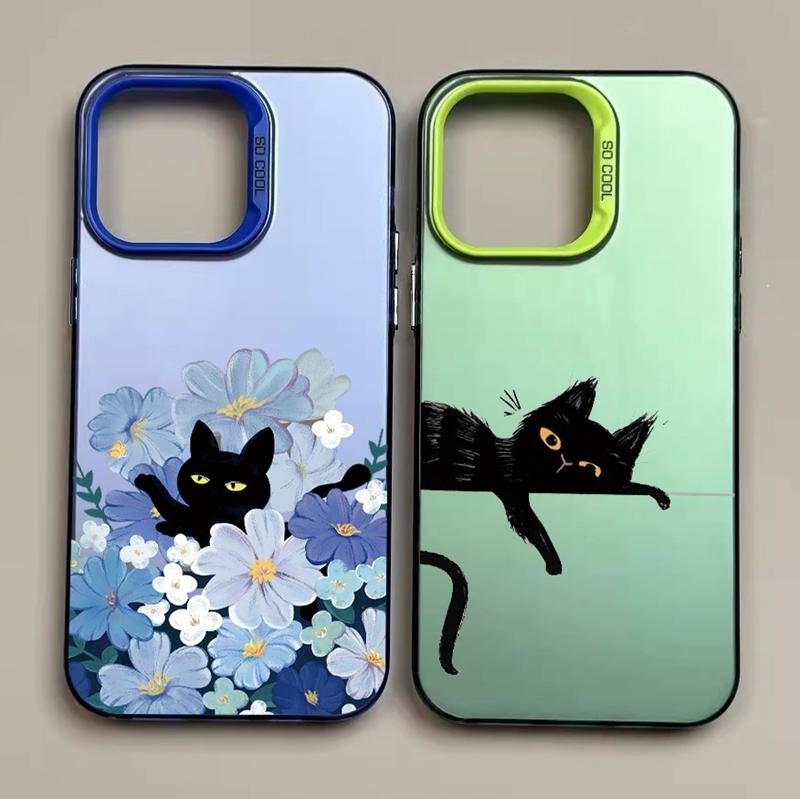 Custodia Gatto Fiore Per iPhone 16 Samsung A55 A35 A34 S24 FE Xiaomi Redmi Note 13 Pro 14C Huawei Honor 200 Bumper Telefono Antiurto Copertura Completa Antigraffio