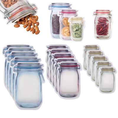 30 szt. Mason Jar Zipper Bags Snack Sandwich Ziplock Torby wielokrotnego użytku Hermetyczne