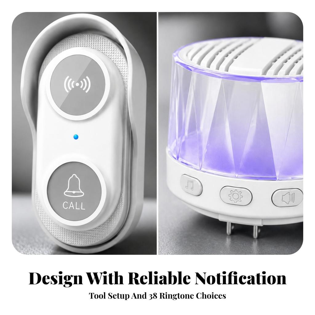 Entry Chime with Hardwired Notification | Adjustable Volume Levels, 38 Selectable Melodies,