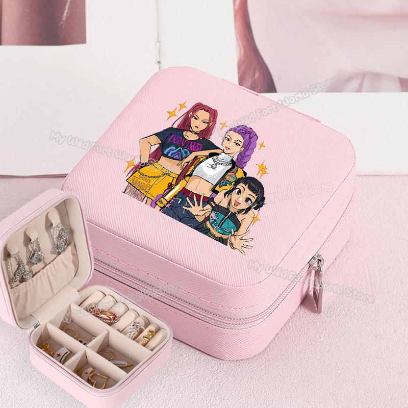 Wysokiej Jakości KPop Łowcy Demonów Pudełko na Biżuterię Organizer na Kolczyki, Naszyjniki, Pierścionki dla Kobiet Mini Organizer na Biżuterię Podróżny Pudełka Ekspozycyjne