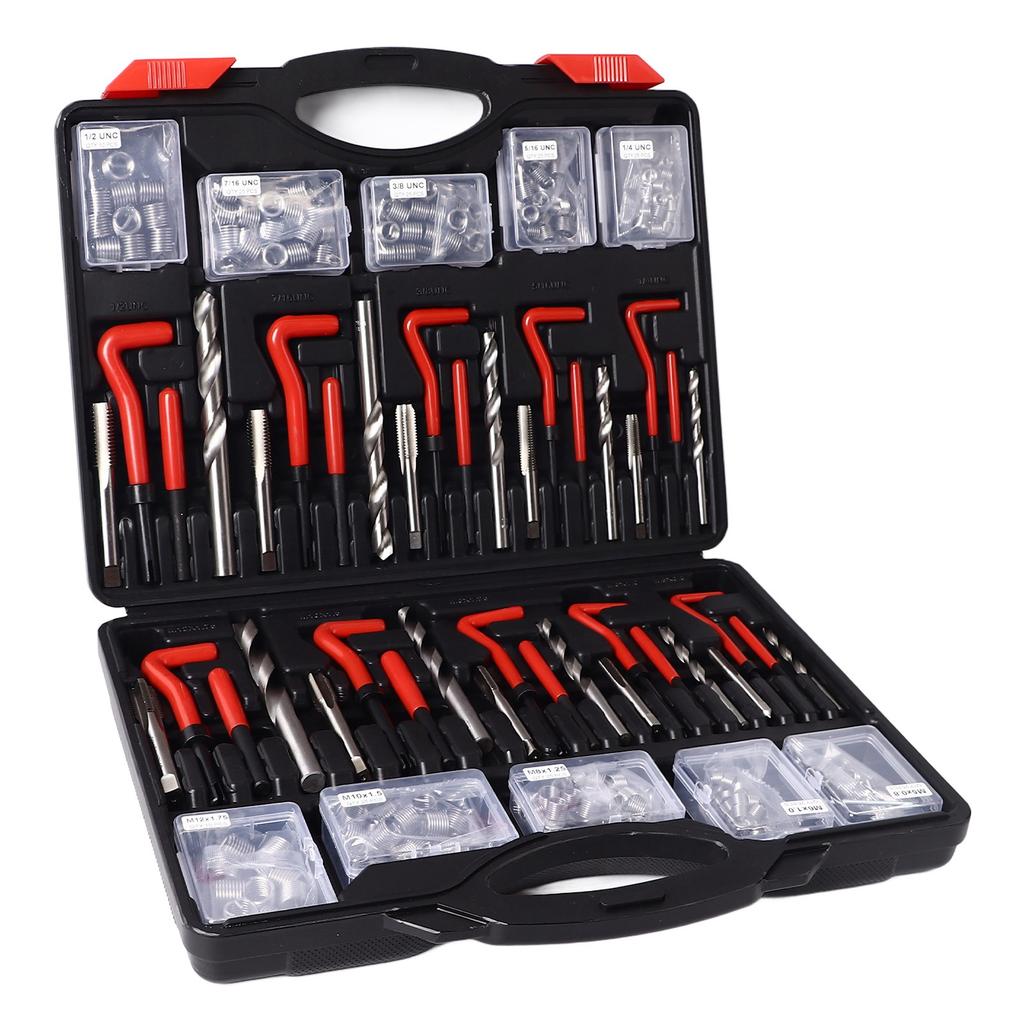 261 Pieces Thread Repair Tools Metric Imperial Self Tapping Inserts Drill Bit Kit for Automotive Parts Switch Equipment