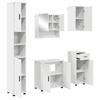 Bathroom Furniture Set with Door 5 Pcs White Engineered Wood & Metal