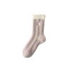 Lace Embroidered Heart-shaped Cherry Mid-calf Socks for Warm Autumn and Winter, Thickened Postpartum Socks, Dui Dui Socks