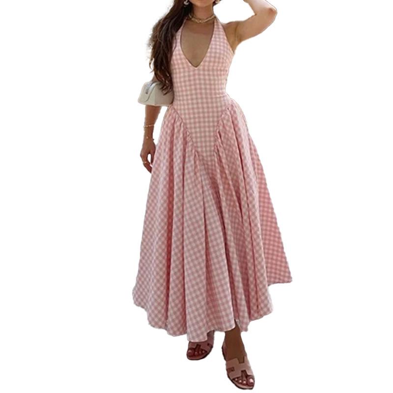 Cross2026 Spring Women's Elegant V-Neck Halter French Dress