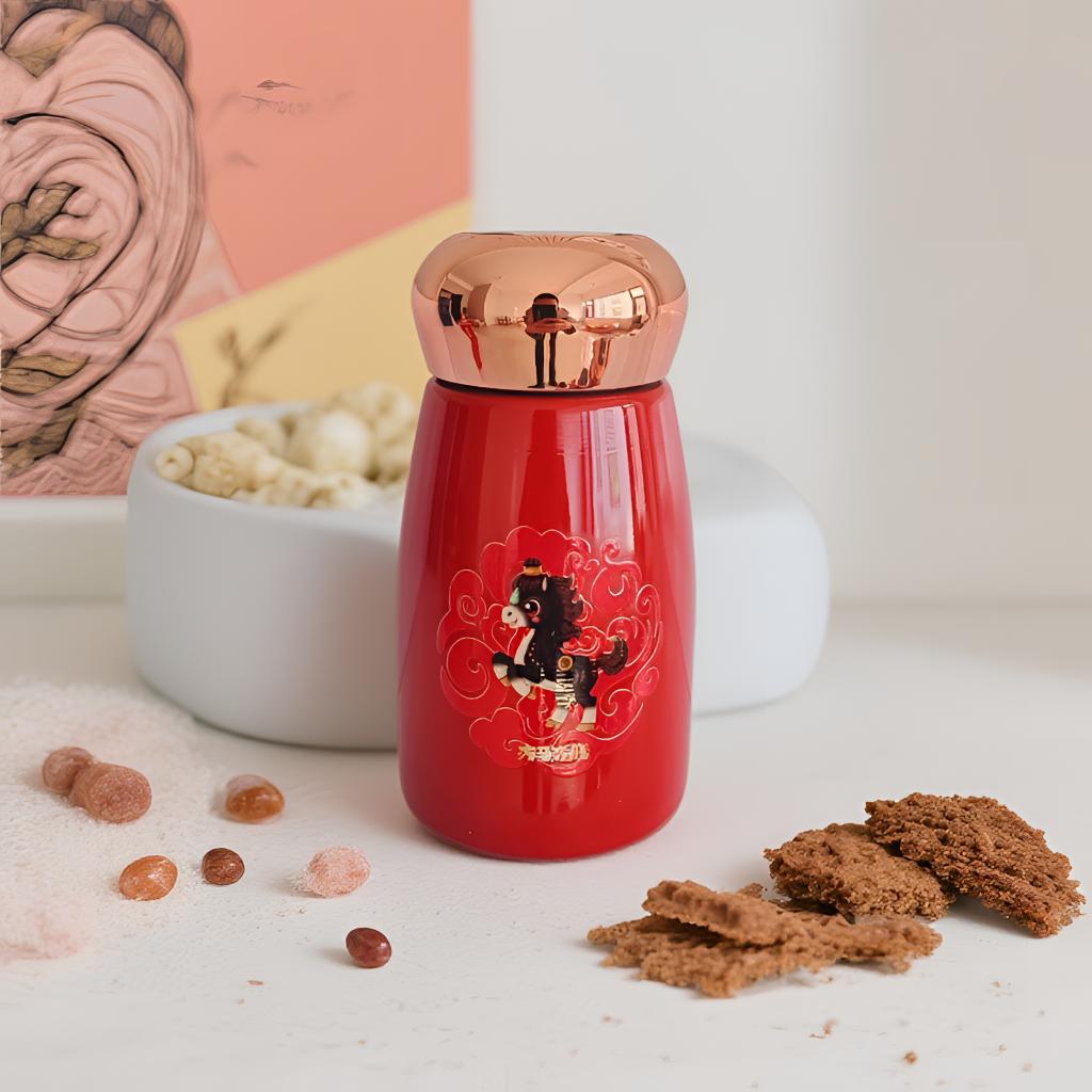 Small mushroom 316 covered ceramic thermos cup, small and portable water cup, new high-value intelligent temperature display pocket cup