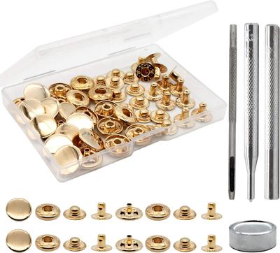 12 Sets Premium Messing Schwerlast Leder Druckknöpfe Set, 15mm Metall Druckknöpfe Set Druckknöpfe Leder Nieten und Druckknöpfe fo