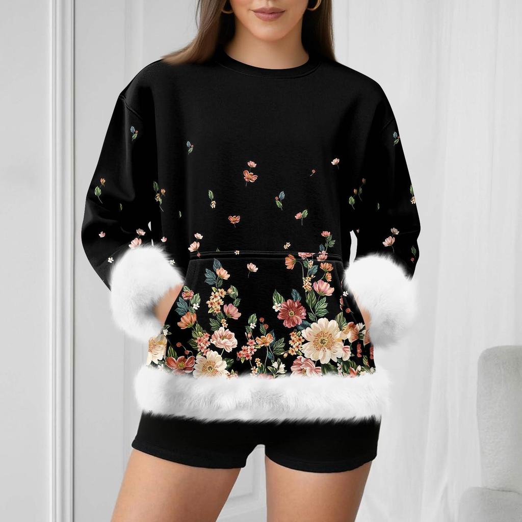 Women's Casual Fashion Retro Print Long-Sleeve Sweatshirt