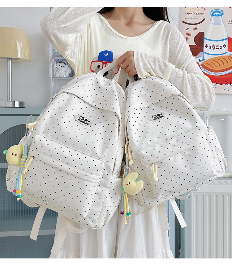 Polka Dot Cute Japanese Backpack for Elementary & Junior High Students - Durable Double Shoulder School Bag