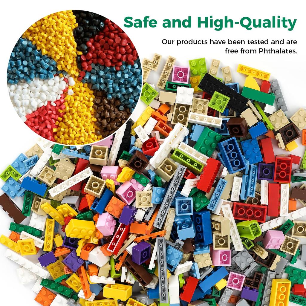 1500-teiliges Klassisches Baustein-Set, Kompatibel mit großen Marken, Erweiterbar mit vorhandenen Bausteinen, 10 Farben, 12 Formen, Ab 6 Jahren