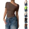 Women's Fashionable Casual Versatile Off-shoulder Pullover Top, Sexy Summer Slim Waist New T-shirt Short Sleeve Top