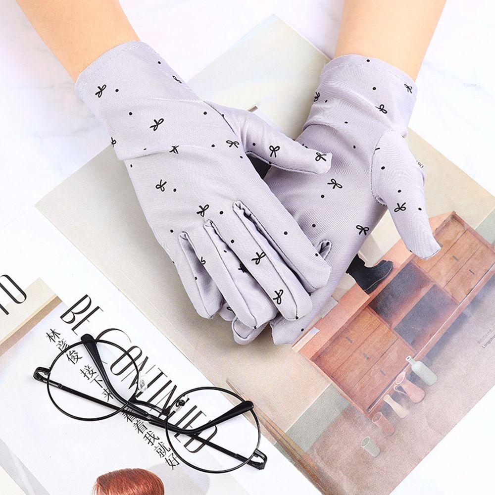 

Spandex Wedding Women Driving Gloves Bow Pattern Sun Protection Mittens Outdoor Sports Gloves серый