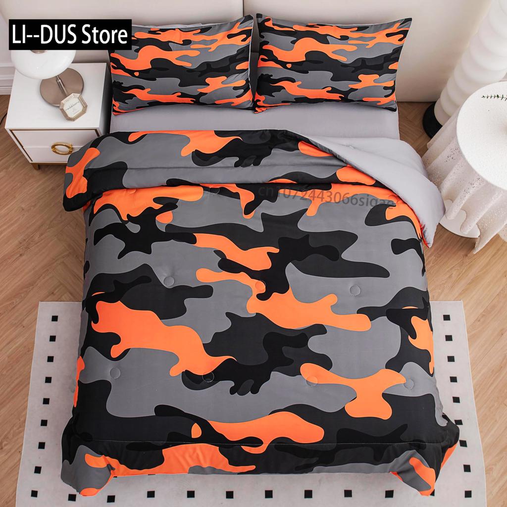 Camouflage Duvet Cover Set Abstract Soft Colors Pattern Decorative 3 Piece Bedding Set with 2 Pillow Sham Twin King Full Size