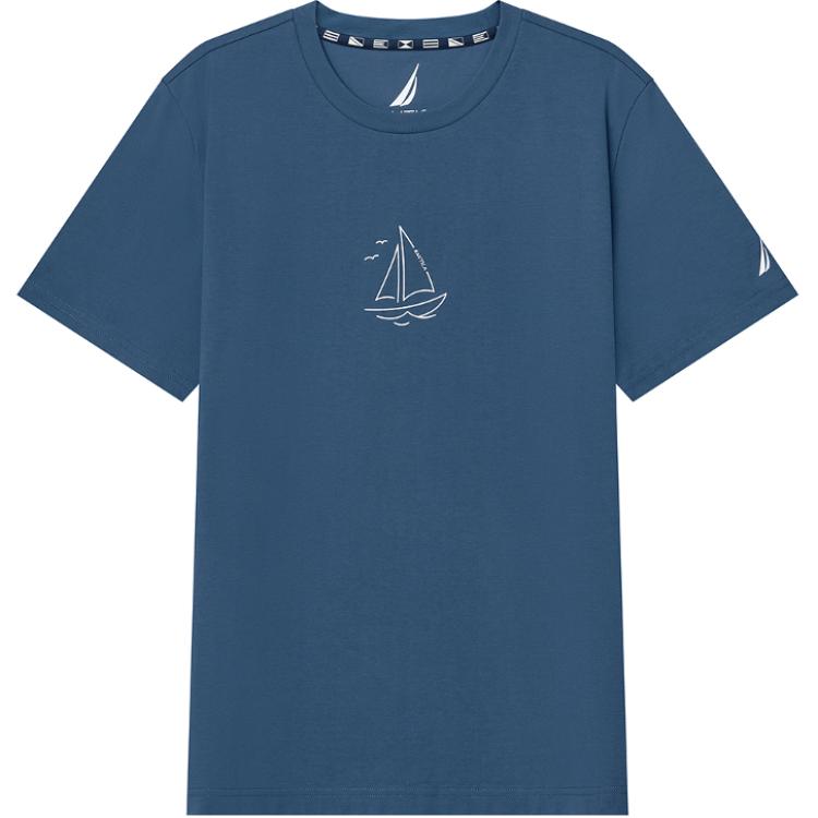 NAUTICA T-Shirts Men's Crew Neck Moderate Straight Fit TO4209