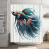 High-Quality Digital Printed Bath Curtains Betta Fish Shower Curtain for Bathroom Decor In Blue/Red Color Scales Waterproof Non