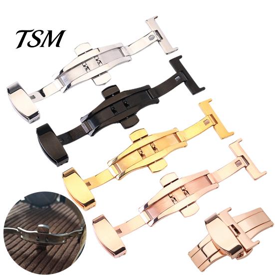 Watch Band Buckle Solid Universal Good Hardness Stainless Steel Clasp for Daily Wear Double Push Button