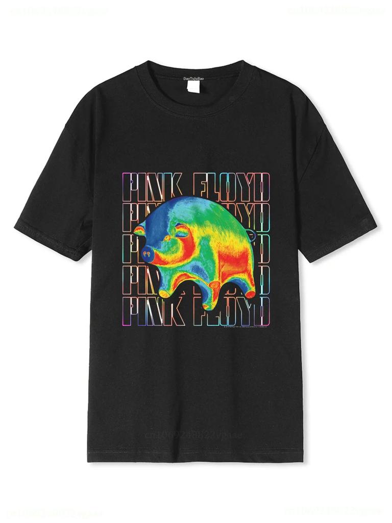 Streetwear Léto Růžové Bavlněné tričko Unisex Trička s krátkým rukávem Unisex Oblečení Hard Rock Band Vintage Topy FloydS Hip Hop Oblečení