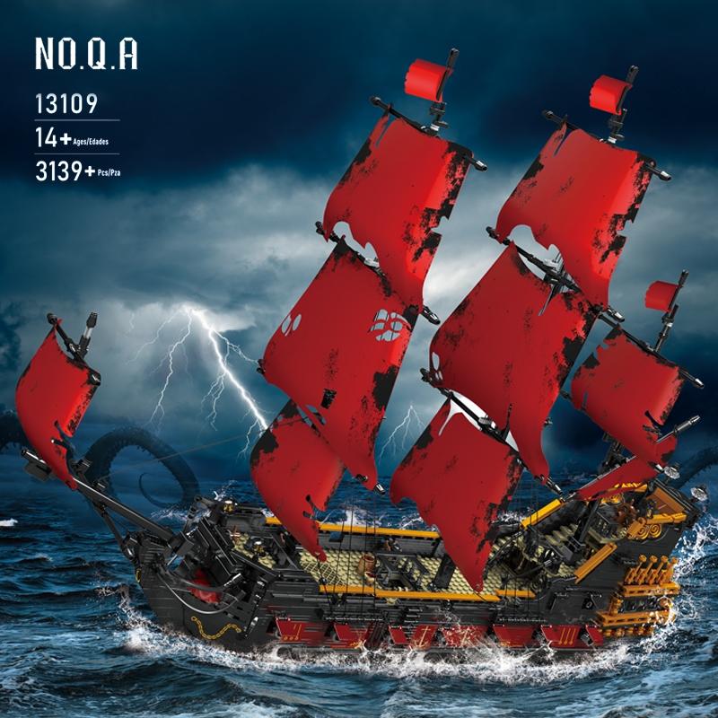 MOULD KING 13109 Creative Gifts for Kids Pirates Ship Building Blocks MOC Bricks Red Ship Model Kits To Build Educational Toys