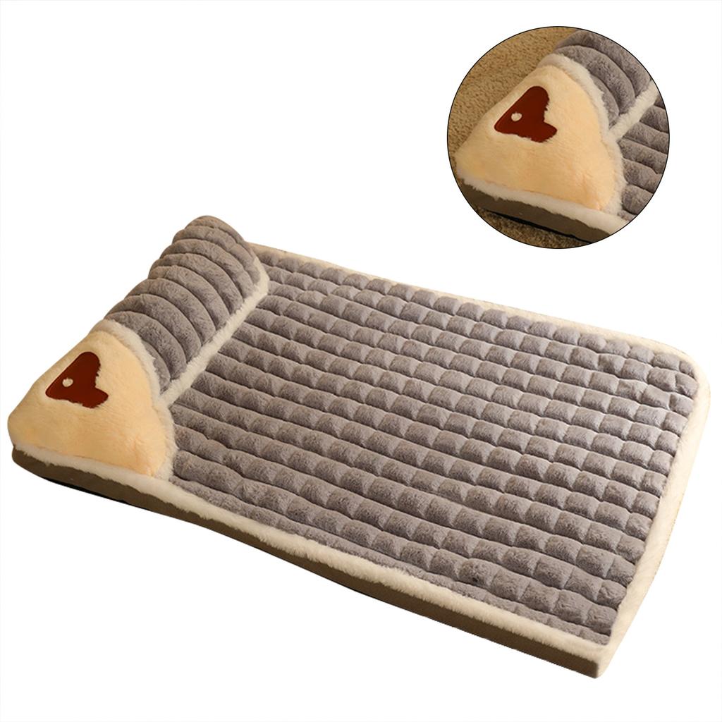 Haustierkissen Bett Abnehmbar Waschbar Hochelastisch Weich Verdicken Hundematte Kissen für Kleine und Mittelgroße Hunde Grau L(60x40cm