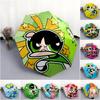 1PC The Powerpuff Girls Umbrella Portable Folding Umbrella Iron Frame Hole Bone Structure Outdoor Home Umbrella A8