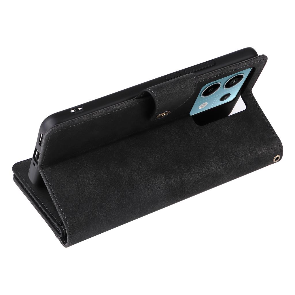 For Xiaomi Redmi Note 13 Pro 5G/Poco X6 5G Zipper Case PU Leather Stand Flip Phone Cover