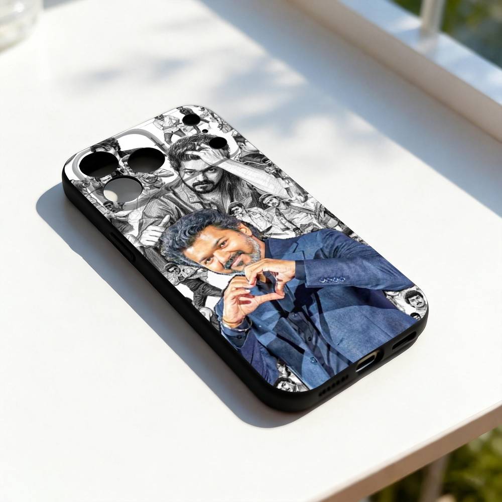 Actor T-Thalapathy V-Vijay Phone Case For iPhone 17,16,15,14,13,12,11,Pro,Max,Plus,E,SE4,Air,Mini Black Soft Cover