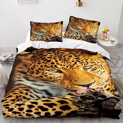 Leopard Bettbezug King Queen Size Braun Gepard Bettwäsche Set Für Kinder Jugendliche Erwachsene Wildtier 2/3 Teile Polyester Bettdeckenbezug