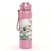 1PC Koala Holding Tea Cup Cartoon Print 750ml Color Plastic Sports Water Bottle Leakproof Flip Straw Lid Suitable for Sports Office Home Use