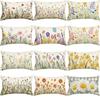 New Spring Flower Pillowcase Linen Printed Floral Sofa Cushion Cover Home Pillowcase