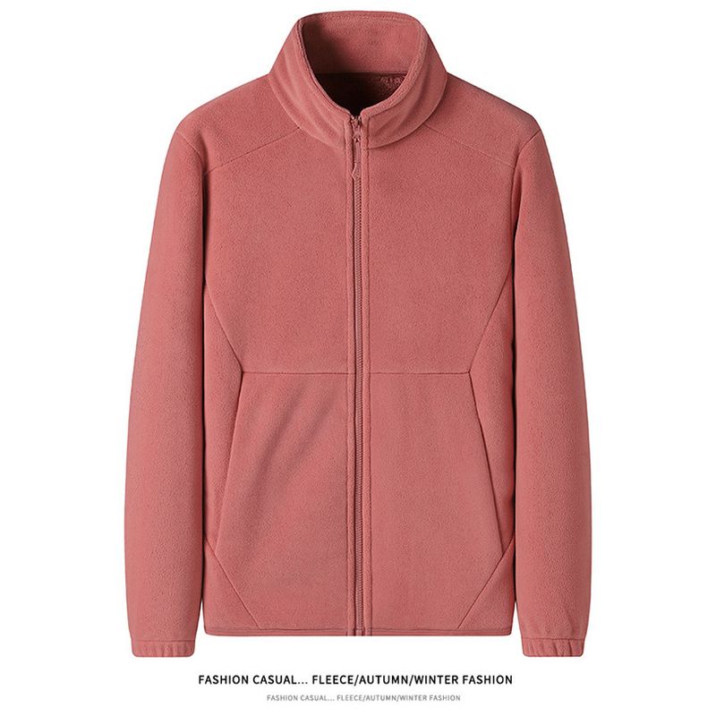 Berber Fleece Outerwear Men s Winter Fleece-lined Thickened Stand Collar Cardigan Double-sided Polar Fleece Hoodie Foreign Trade Men s Clothing Jacket Women s Pink M