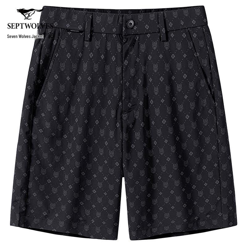 Septwolves Men s Casual Straight-Leg Shorts 32A чёрный