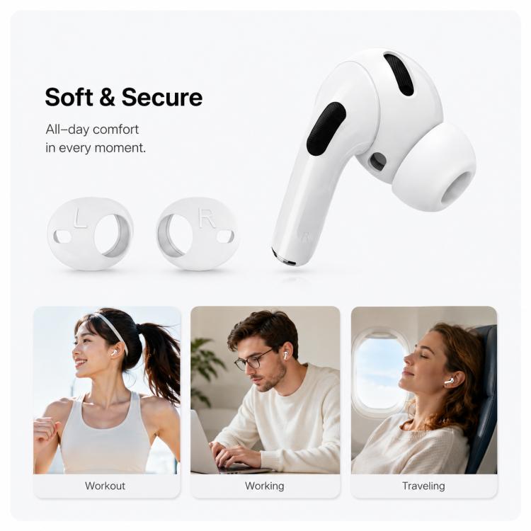 Silicone Anti‑Slip Sports Ear Covers 6 Pairs for AirPods Pro 3, Ear Sleeves with Storage Case & Random‑Color Cleaning Pen