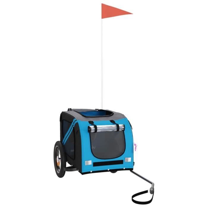 VidaXL Remorque de vélo pour chien bleu et gris tissu oxford et fer 93869