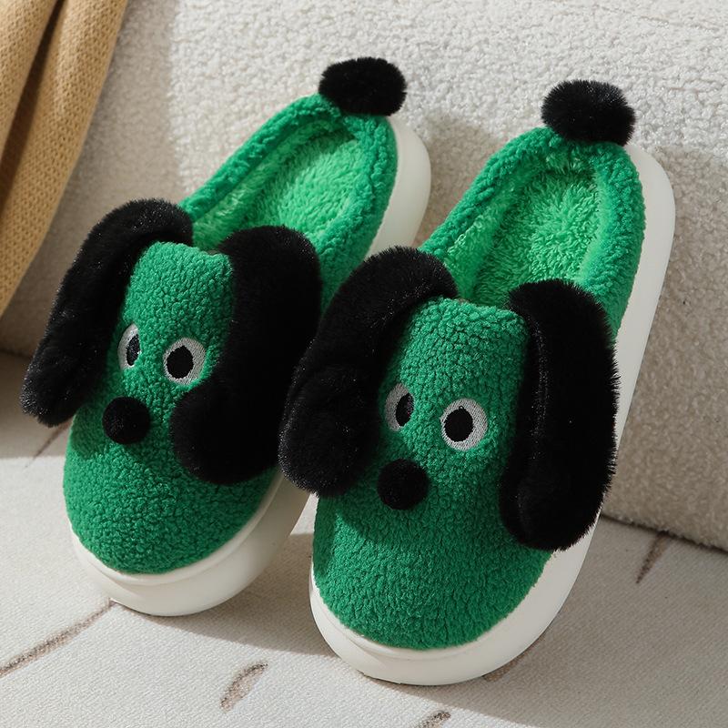Cotton slippers female cute cartoon bag head non-slip wool slippers winter warm thick-soled confinement shoes