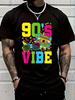 Cotton 90's Vibe Retro 1990s 90s Style Party Outfit Men T-Shirt Short Sleeve T-Shirt Men's Graphic Tee Causal Tops Men Grap