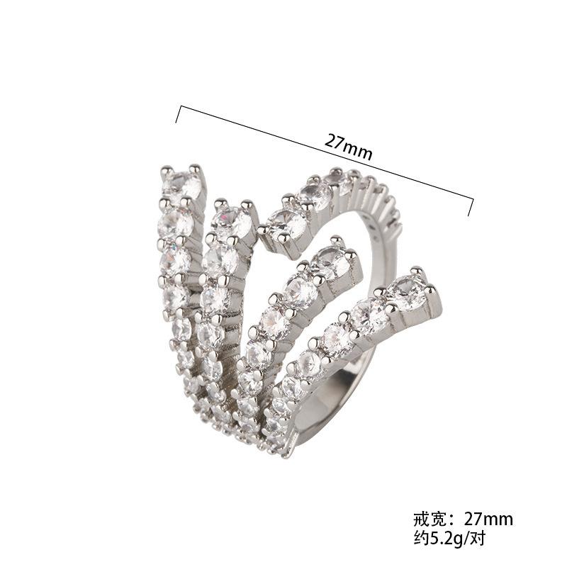 Ring Damen Trend Mikro-Eingelegter Farbiger Zirkonium Lebendig Öffnender Ring Kreativer Geometrischer Ring