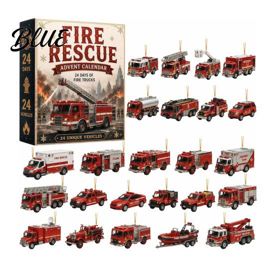 Vehicle Surprise Gift for Kids 24-Day Advent Calendar 2D Acrylic Trucks Vehicles Ornaments Novelty Theme Calendar Christmas Countdown Holiday