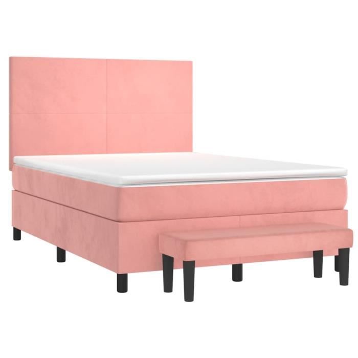 3137724 vidaXL Divan Bed with Mattress Pink 140x190 Cm Velvet