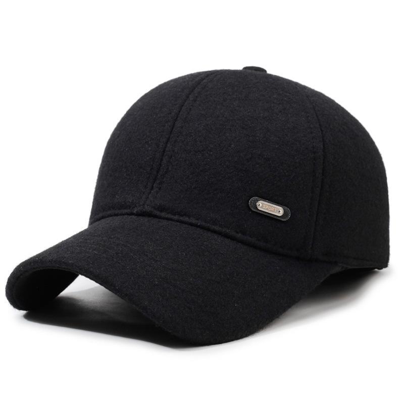 

Autumn Winter Woolen Hat Versatile For Thickened Warm Ear Protection Old Man Baseball Cap Adjustable