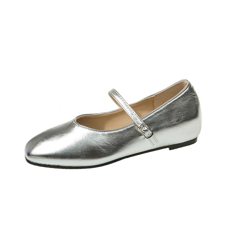 Ladies Shoes 2024 Hot Sale Buckle Strap Women's Flats Fashion Shallow Daily Flats Women New Round Solid Toe Toe Cap Slippers